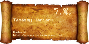 Tamássy Mariann névjegykártya